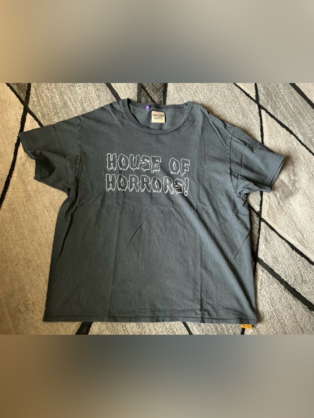 Size XL - Gallery Dept Black Wash Horrors Short Sleeve Glitter Logo Tee Shirt